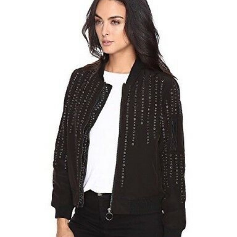 Brand New BLANK NYC Grommet Eyelet Studded Bomber Jacket